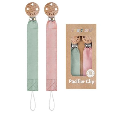 TYRY. HU Schnullerkette 2er-Pack für Mädchen und Jungen, Stoff mit Holzclip