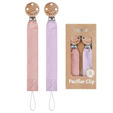 TYRY. HU Schnullerkette 4er Set für Mädchen & Jungen, Stoff mit Holzclip