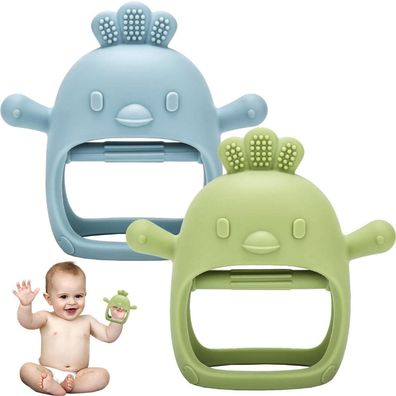 Dzpuhuojz Beißring Baby 2 Stück, Zahnungshilfe ab 3 Monate, Handschuh
