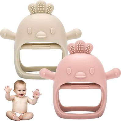 Dzpuhuojz Beißring Baby 2 Stück, Zahnungshilfe ab 3 Monate, Handschuh