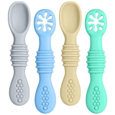 Vicloon Baby Lernlöffel Silikon 4 Stück, Weich Esslernlöffel ab 4/6 Monaten zum