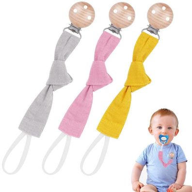 Vicloon Schnullerkette Baumwolle, 3er Set Baby Schnullerkette Clip für Mädchen
