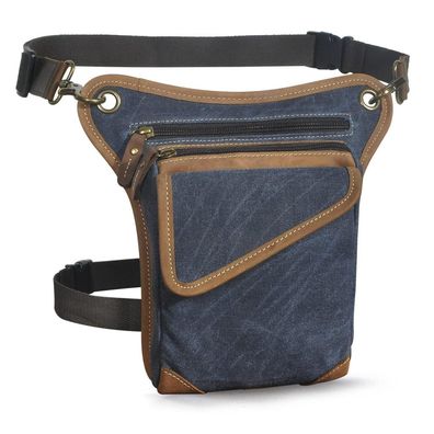 Le'aokuu Herren Canvas & Leder Motorrad Hüfttasche / Beintasche, wasserdicht