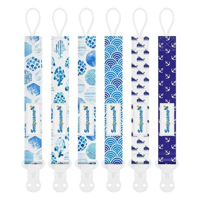 Smlpuame Baby Schnullerkette 6er Set, BPA-Frei Stoff Junge, Nuckelkette für die