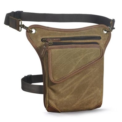 Le'aokuu Herren Canvas & Echtleder Motorrad Hüfttasche wasserdicht, Reise