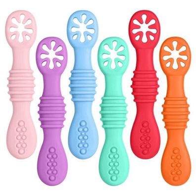 Vicloon 6er Set Baby Lernlöffel aus Silikon, weich und flexibel, ideal ab 4