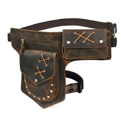 Handadsume Herren Canvas Leder Motorrad Beintasche Hüfttasche Drop Leg Tasche