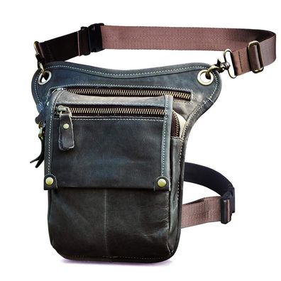 Le'aokuu Herren Echt Leder Beintasche Oberschenkeltasche für Reisen, Wandern
