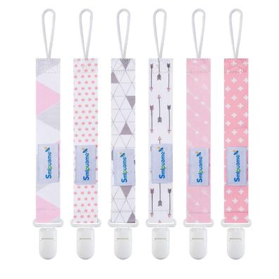 Smlpuame Baby Schnullerkette Mädchen, 6 Stück BPA-Frei Stoff Schnullerband