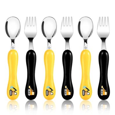 Lehoo Castle Kinderbesteck Set, 6-teilig Edelstahl Löffel & Gabel für