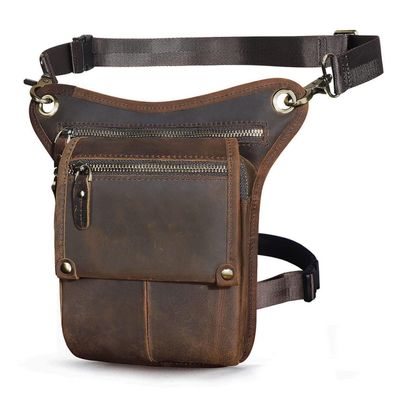 Le'aokuu Herren Echtleder Beinbeutel Tasche für Reisen, Wandern, Klettern