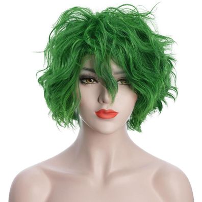 Karlery Unisex Kurze Bob Welle Grün Halloween Cosplay Anime Kostüm Party Perücke