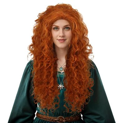 karlery Damen Lang Lockig Orange Perücke - Ideal für Halloween, Cosplay