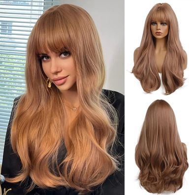 Esmee 24 Zoll Erdbeere Blonde Lange Gewellte Synthetik-Perücke mit Pony