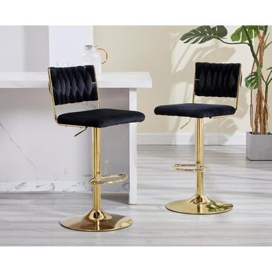 Dayalane Barhocker 4er Set, drehbarer Samt-Küchenhocker mit geflochtener Lehne