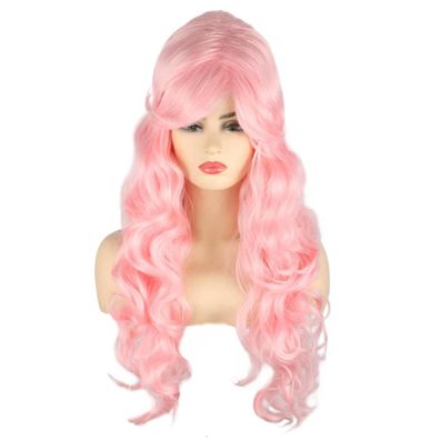 Topcosplay 70er Jahre Flick Perücke Blond Lockig mit Pony für Cosplay Halloween