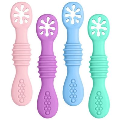 Vicloon Baby Lernlöffel Silikon, 4 Stück, weich & flexibel, BPA-frei, ideal ab