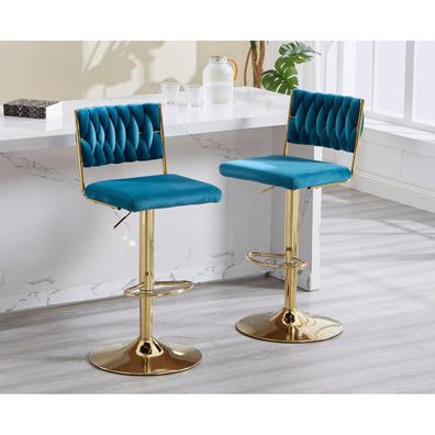 Dayalane Barhocker 4er Set, drehbar & höhenverstellbar aus Samt mit