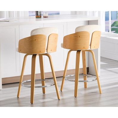Dayalane Barhocker 4er Set mit Holzbeinen, gepolstert, mit Armlehne und