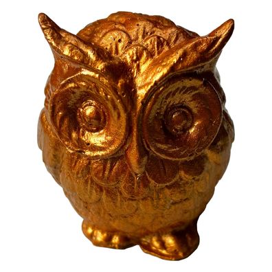 Betonfigur Eule Aurelia, gold - Wächter für Haus und Garten
