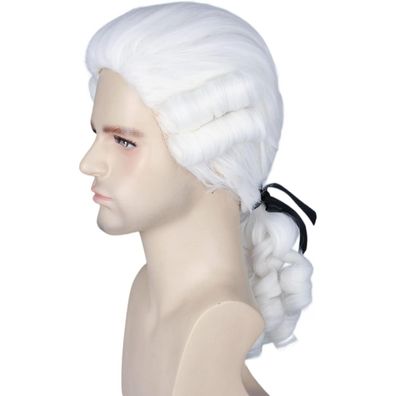 LeMarnia Herren Weiß Richter Perücke Colonial Curly Perücke für Halloween und