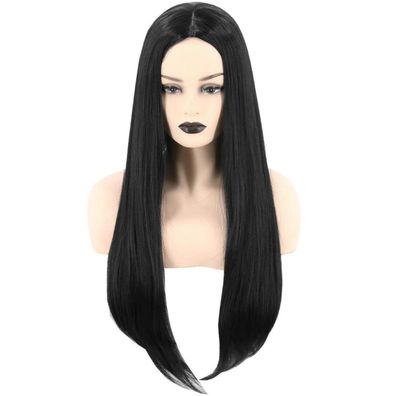 Topcosplay 26 Zoll Lange Schwarz Gerade Synthetische Perücke für Frauen
