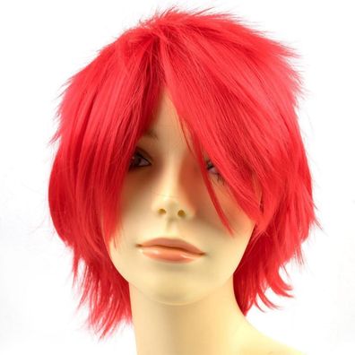 Parxitn Halloween Cosplay Perücke: Synthetische, geschichtete, kurze rote Haare