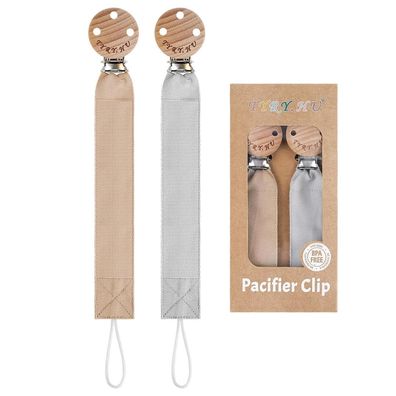 TYRY. HU Schnullerkette 2er-Pack für Mädchen und Jungen, Stoff mit Holzclip
