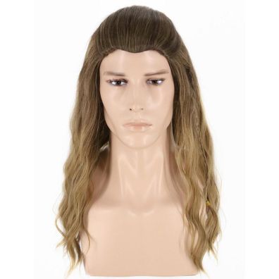 Herren Lange Curly Perücke - Goldbraune Mischung für Halloween, Cosplay
