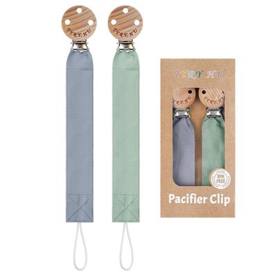 TYRY. HU Schnullerkette 2er-Pack für Mädchen und Jungen, Stoff mit Holzclip