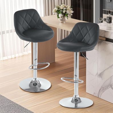 LEADZM Barhocker 2er Set, höhenverstellbar und drehbar, mit Rückenlehne, PU