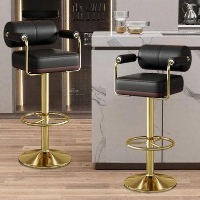 Vigosit Barhocker Set Höhenverstellbar mit Lehne & Armlehne, 360° Drehbar