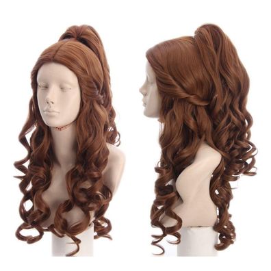 Topcosplay Prinzessin Perücke Damen Lang Gelockt Braun Cosplay Schönheit und