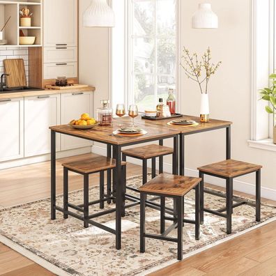 HOOBRO Bartisch Set mit 2 Hockern, Esstisch mit Stühlen für Küche, Esszimmer