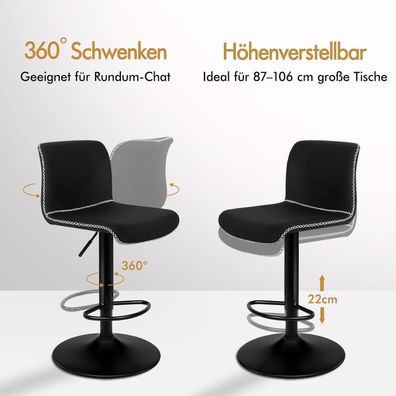 Alfordson 2er Set Barhocker, höhenverstellbar, 360° drehbar, gut gepolstert