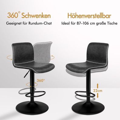 Alfordson 2er Set Barhocker, höhenverstellbar, 360° drehbar, Kunstleder