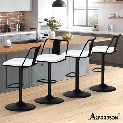 Alfordson Barhocker-Set (2 Stück) - Höhenverstellbar, drehbar, mit Rückenlehne