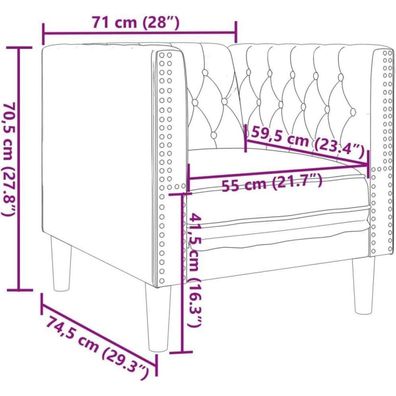 Massbinet Chesterfield Polstersessel Schwarz Kunstleder 1-Sitzer