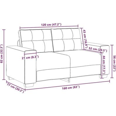 Massbinet Modernes Sofa für Wohnzimmer aus Stoff in Hellgrau, 120 cm
