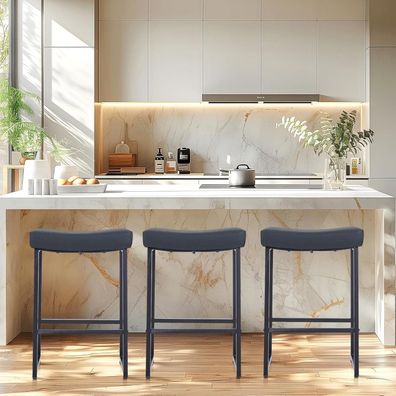 ALPHA HOME Barhocker 2er Set aus PU-Leder mit Fußstütze, ideal für Küchentheke