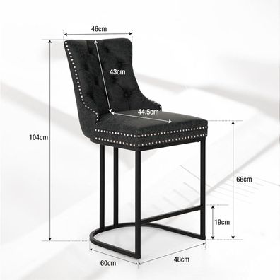 ALPHA HOME 2er Set Barhocker Thekenhöhe, Moderne Kunstleder Barchairs mit Knopf
