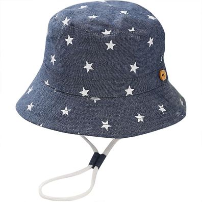 Malaxlx Kinder Fischerhut Sommerhut für Mädchen Jungen 4-8 Jahre, Sterne Denim