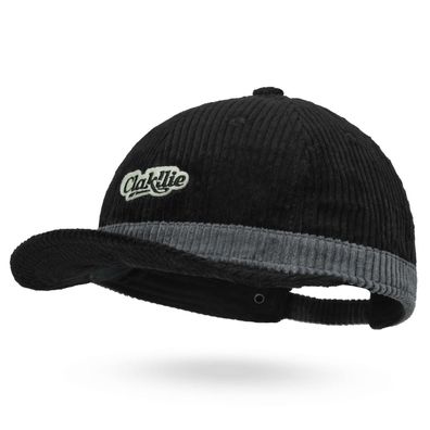 Clakllie Vintage Cord Basecap mit kurzer Krempe für Herren - Verstellbare 6