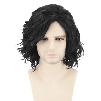 Topcosplay Herren Perücke, kurz, lockig, schwarz - Ideal für Cosplay, Karneval
