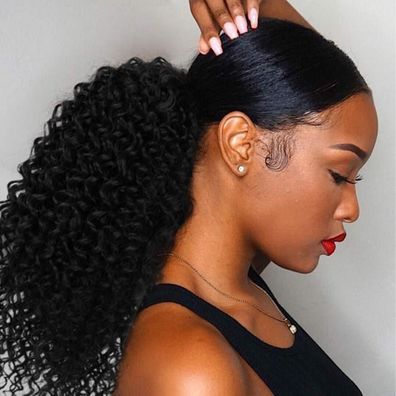 ColorfulPanda Afro Kinky Lockige Ponytail Extension mit Kordelzug - Natürliches