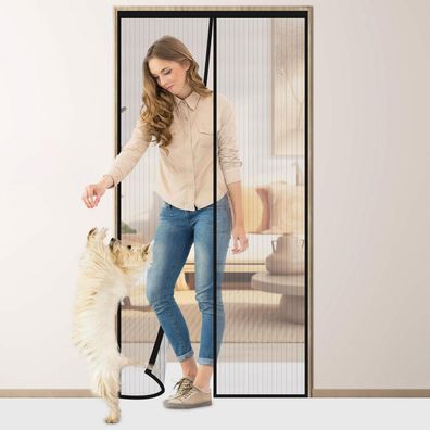 Flintronic Fliegengitter für Türen, 100x220 cm, Schwarz - Insektenschutz mit