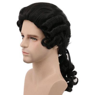 karlery Damen und Herren Langwelle Schwarz Perücke für Halloween, Cosplay und