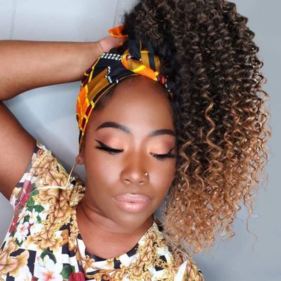 ColorfulPanda Afro Dutt Kinky Curly Pferdeschwanz 41cm, Clip In