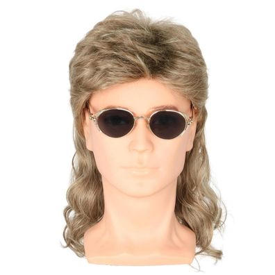 LeMarnia 80s Mullet Perücke Goldbraun - Kostüm Zubehör für Halloween, Party