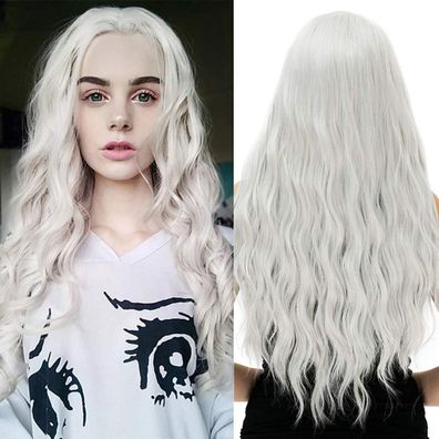ATAYOU Lange Grau Weiß Synthetische Perücke für Damen - Cosplay, Fashion